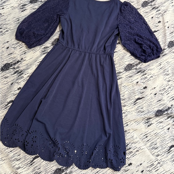 💙Grace Karin Navy Midi Dress with Lace Sleeves - Picture 5 of 16